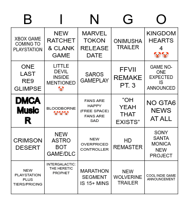 STATE OF PLAY FEB 2026 Bingo Card