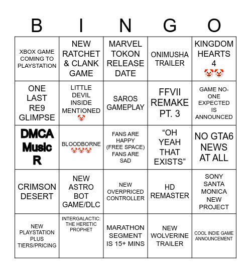 STATE OF PLAY FEB 2026 Bingo Card