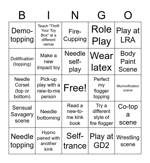 Kink Bingo Card