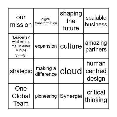 Business Buzzword Bingo Card