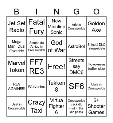 State of Play Feb 2026 Bingo Card