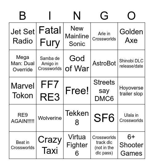 State of Play Feb 2026 Bingo Card