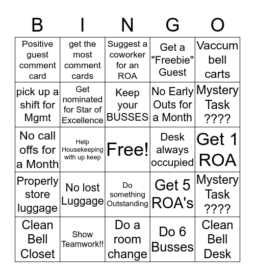 Bell Bingo  Bingo Card