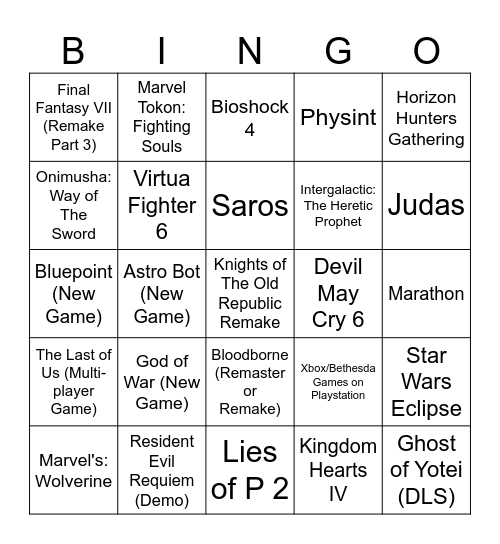 State of Play February 2026 Bingo Card