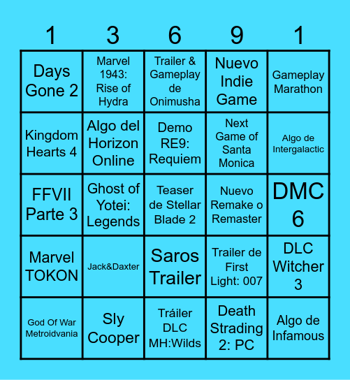 State Of Play 2026 Bingo Card