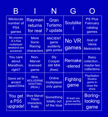 Titled Bingo Card