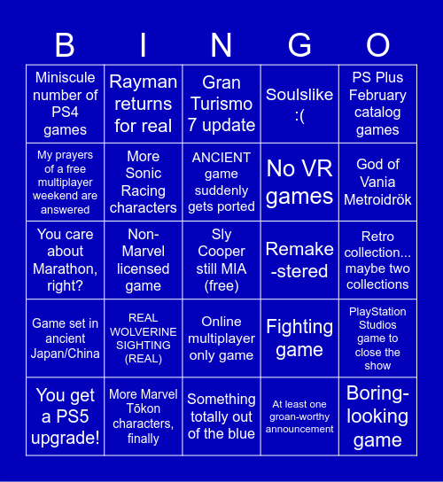 Titled Bingo Card