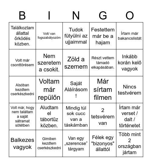 Név: Bingo Card