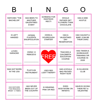 Galentine’s Bingo Card
