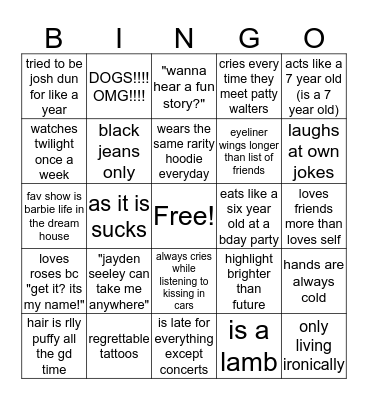 jasey sucks Bingo Card