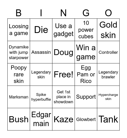Brawl stars bingo board Bingo Card
