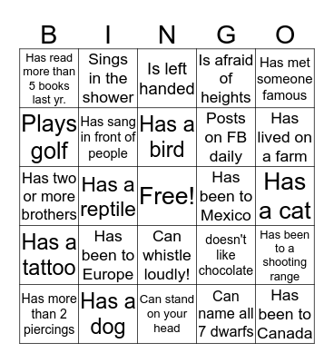 Chick-fil-A Bingo Card
