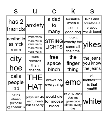 rachael sucks bingo Card