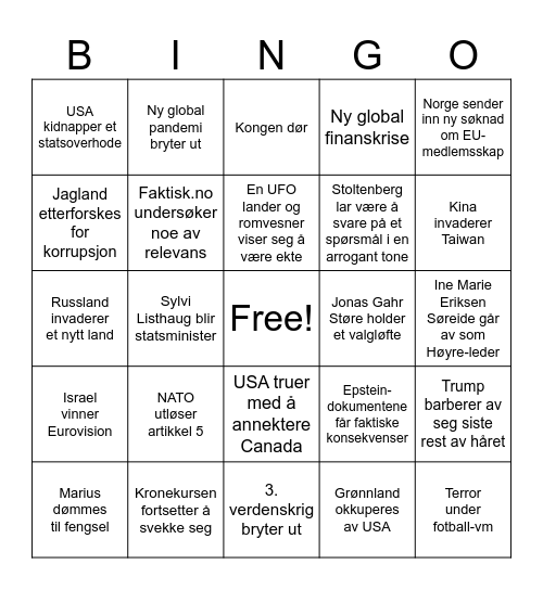 Apokalypse Bingo Card