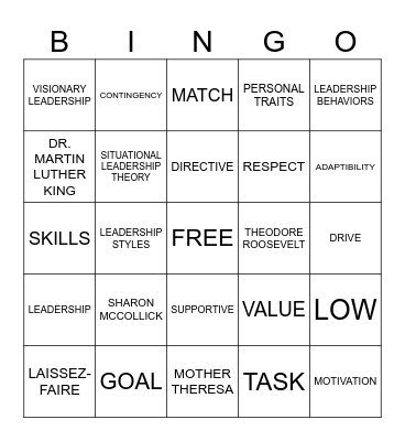 LEADERSHIP Bingo Card