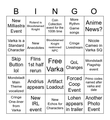 Untitled Bingo Card
