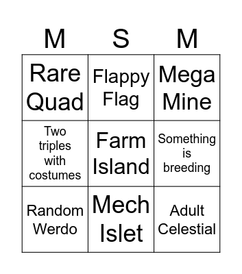 MSM Bingo (PC) Bingo Card