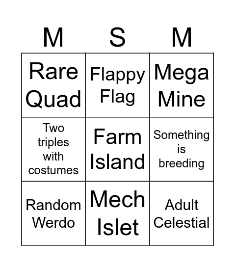 MSM Bingo (PC) Bingo Card