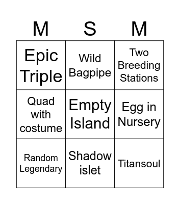 MSM Bingo (Mobile) Bingo Card