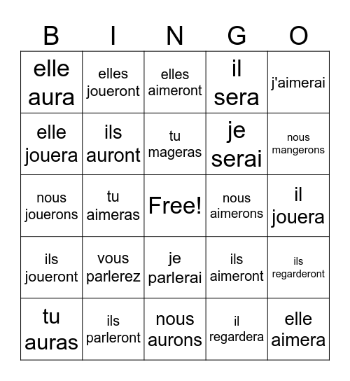 Futur simple Bingo Card