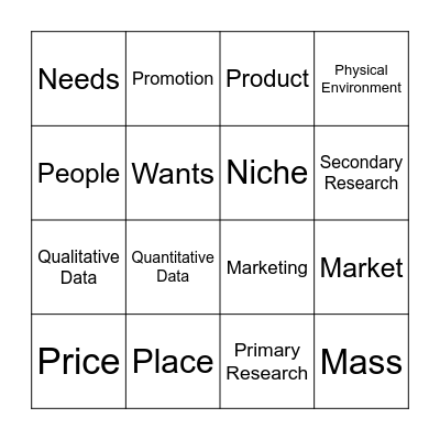Marketing Bingo Card