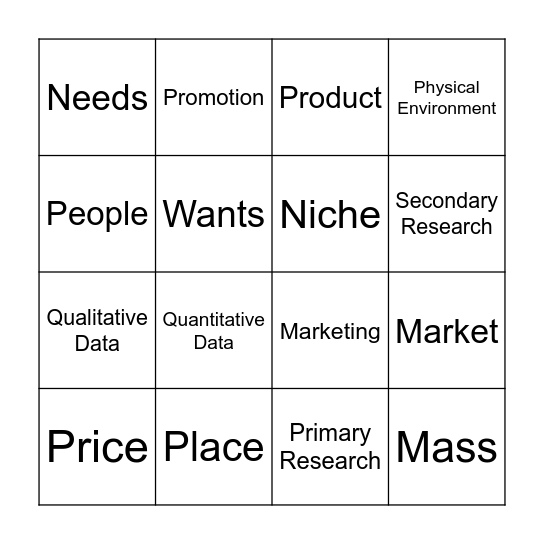 Marketing Bingo Card
