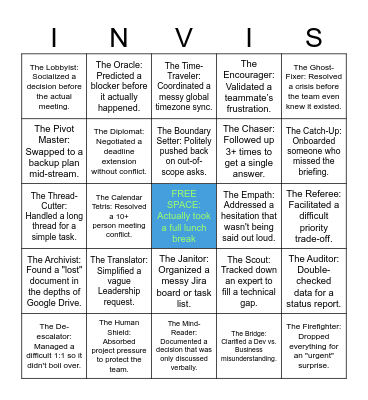 Invisible Work Bingo! Bingo Card