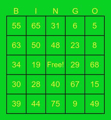 Saint Patrick's Day Bingo Card