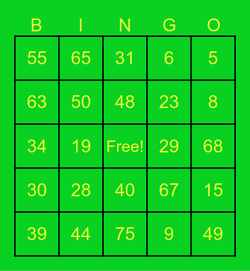 Saint Patrick's Day Bingo Card