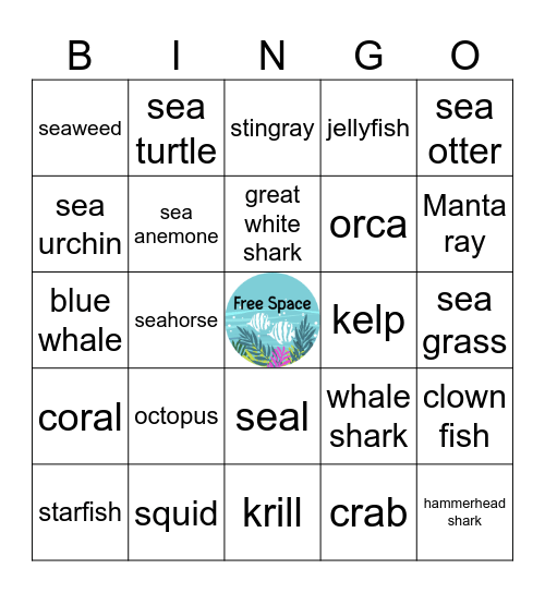 Ocean Habitat Bingo Card