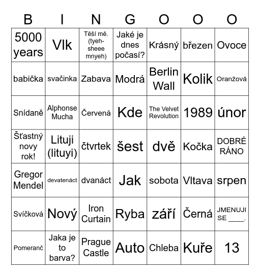 Czech Me Out! Bingo Card