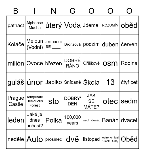 Czech Me Out! Bingo Card