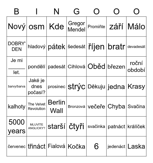 Czech Me Out! Bingo Card