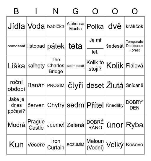 Czech Me Out! Bingo Card