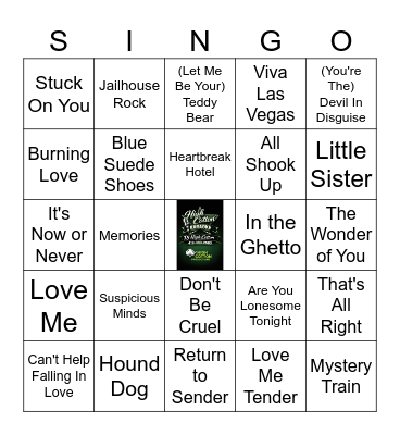 Elvis Hits Bingo Card