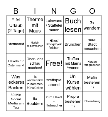 Februar - März Bingo Card