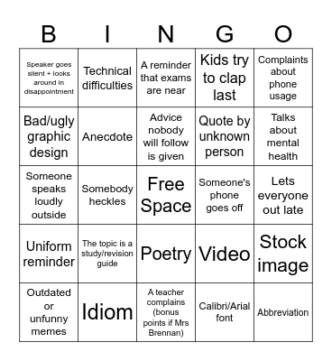 BWA Assembly Bingo Card