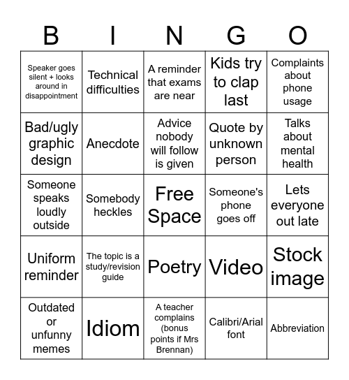 BWA Assembly Bingo Card