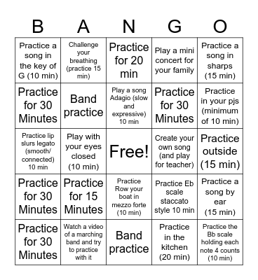 DUE DATE: FEBRUARY 26th Bingo Card
