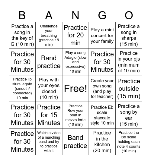 DUE DATE: FEBRUARY 26th Bingo Card