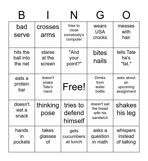 Wade Bingo Card Bingo Card