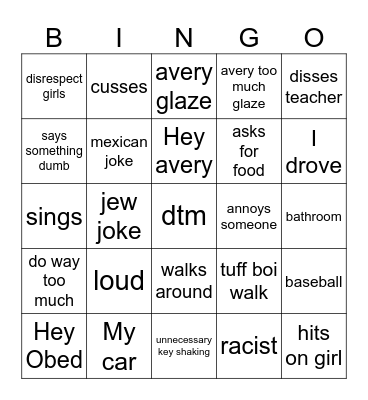 obed Bingo Card