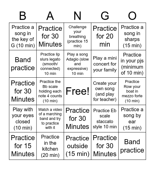 DUE DATE: FEBRUARY 26th Bingo Card