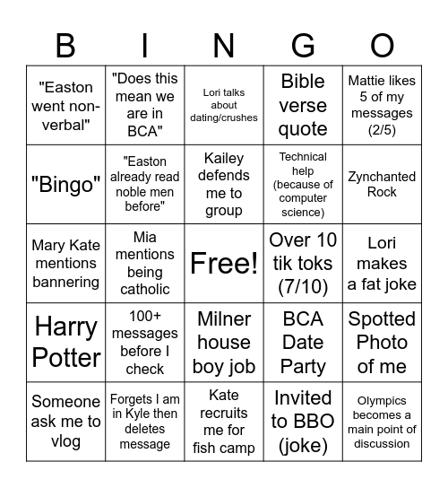 Untitled Bingo Card