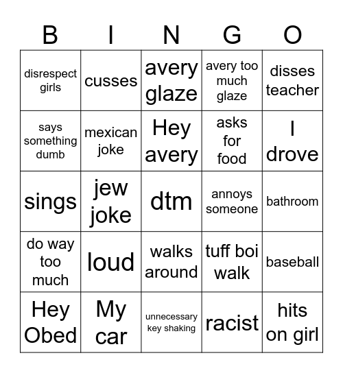 obed Bingo Card
