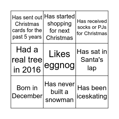 Christmas Bingo Card