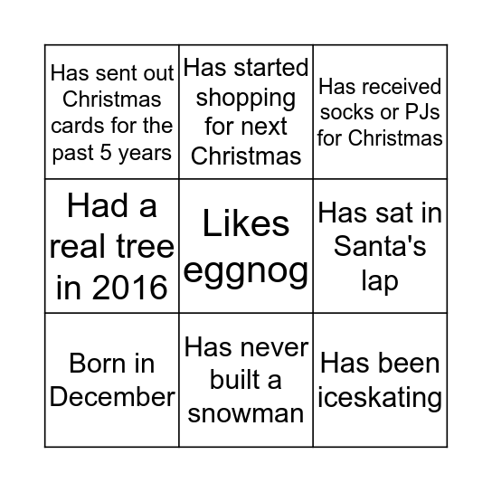 Christmas Bingo Card