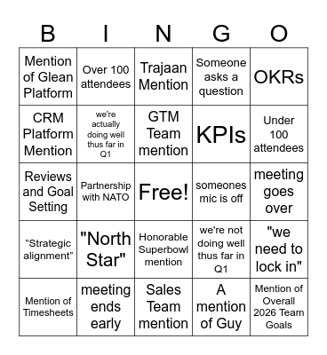 Town Hall Bingo Card