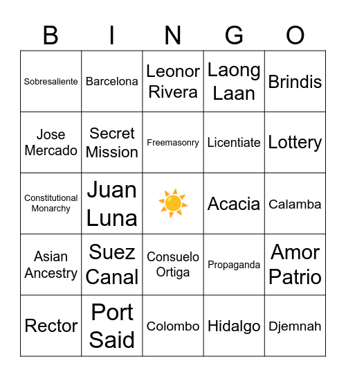 In Sunny Spain 🇪🇸 Bingo Card