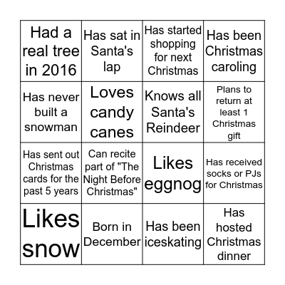 Christmas Bingo Card